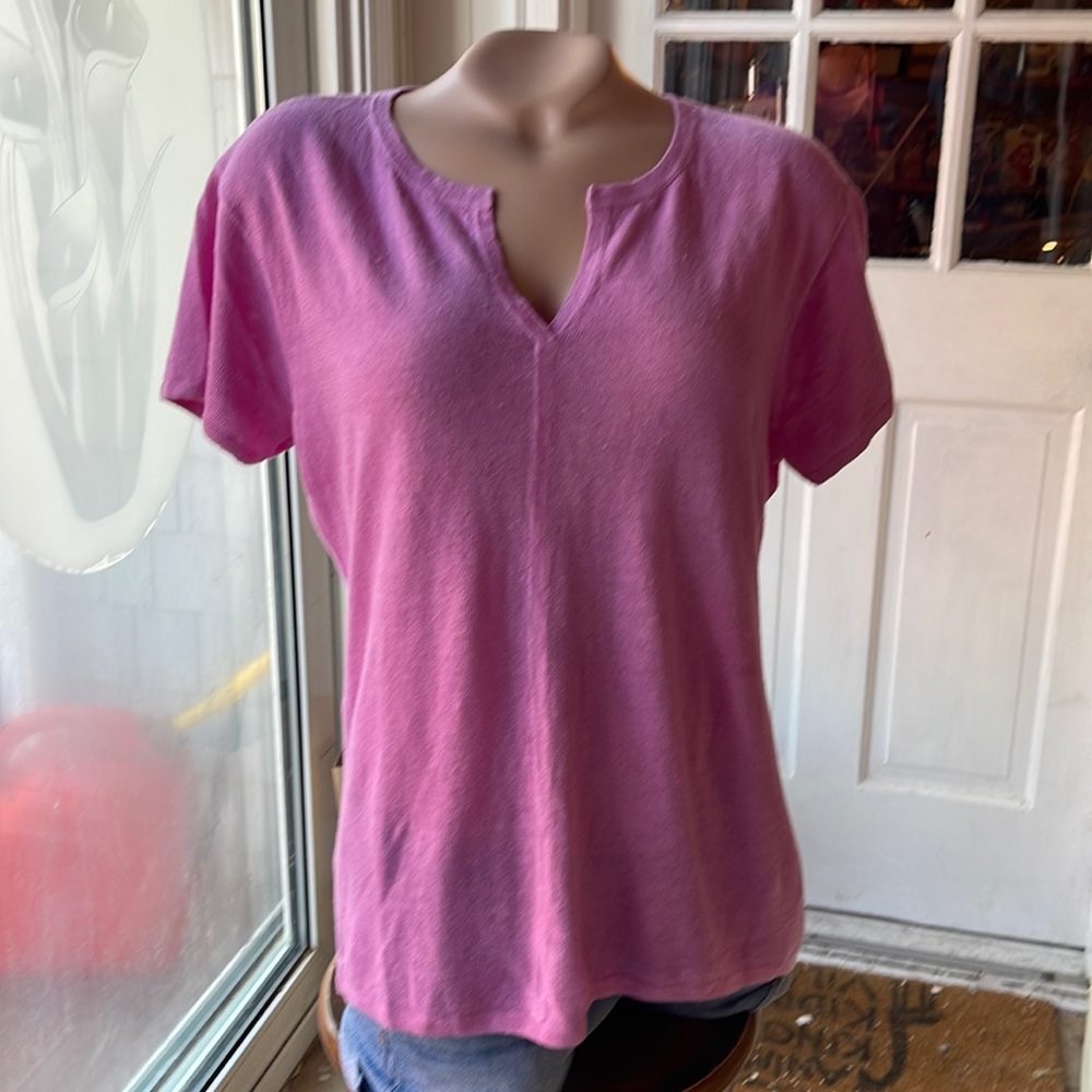 Talbot's Size XS Sheer Pink Top Linen